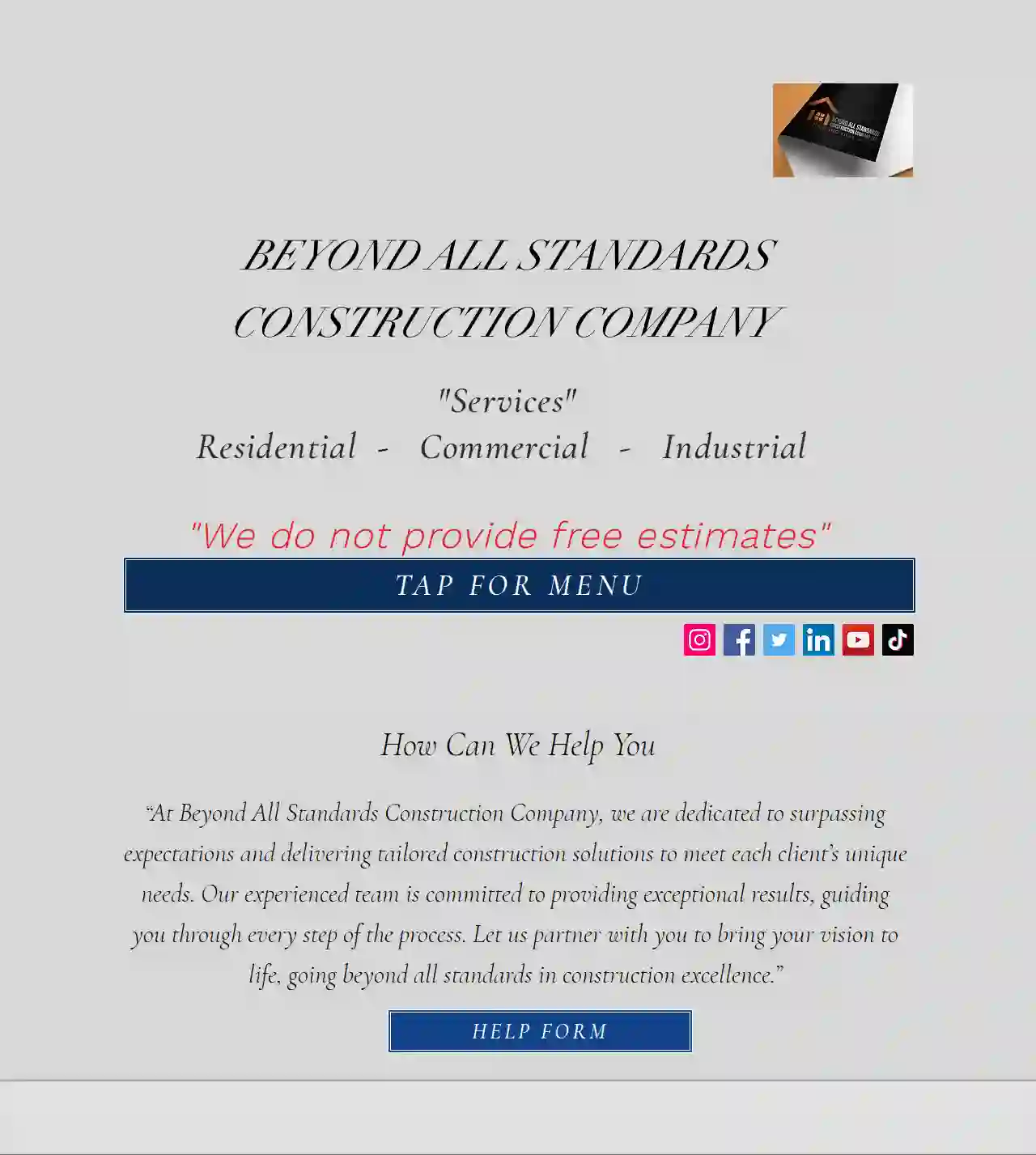 Beyond All Standards Construction Company