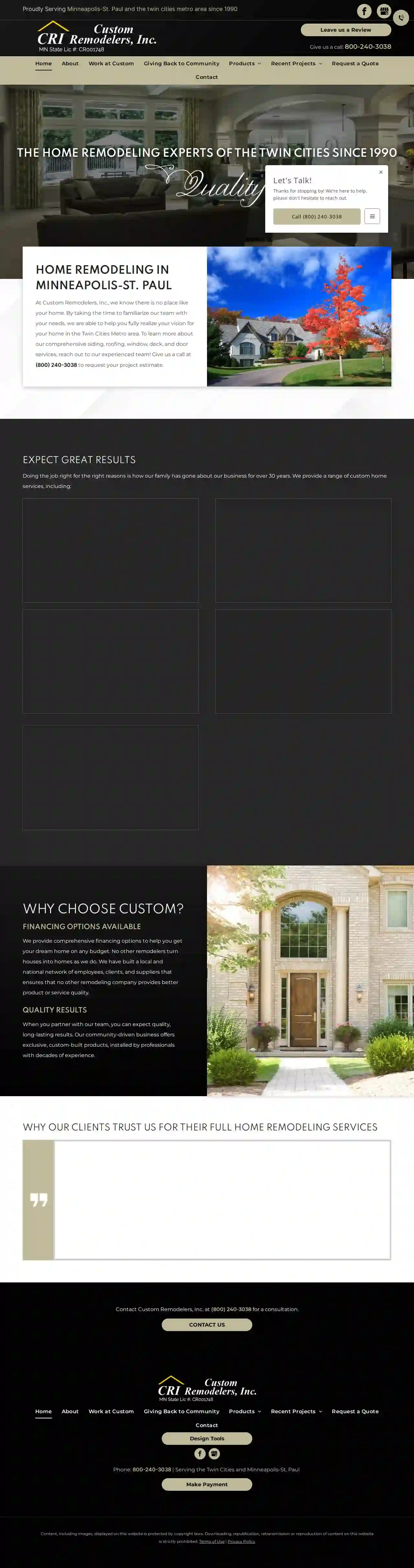 Custom Remodelers, Inc.