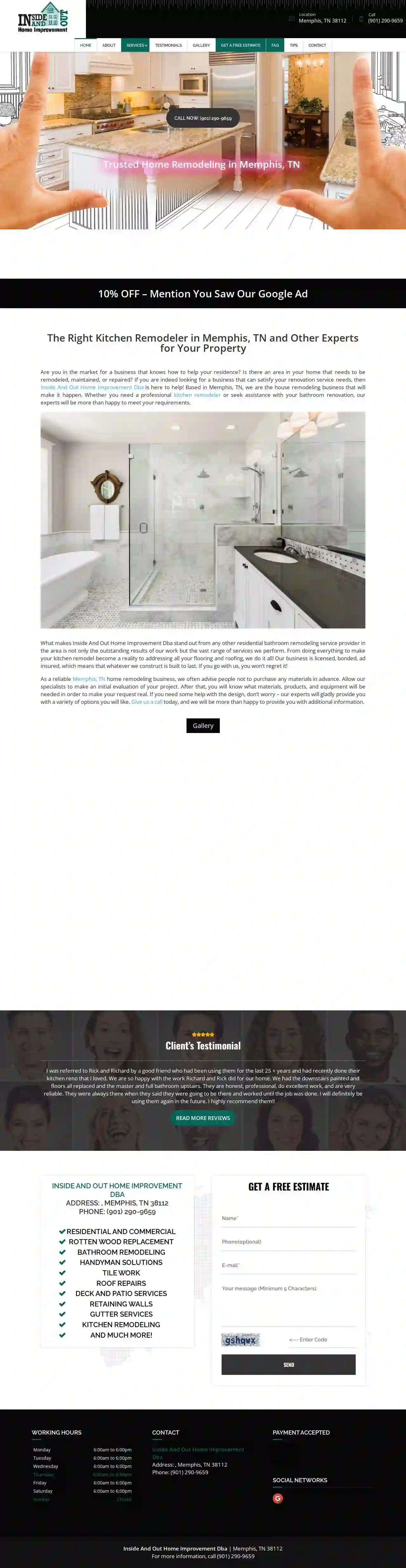 Inside And Out Home Improvement Dba - Bathroom Remodel, House Remodeling, Kitchen Remodeling in Memphis, TN