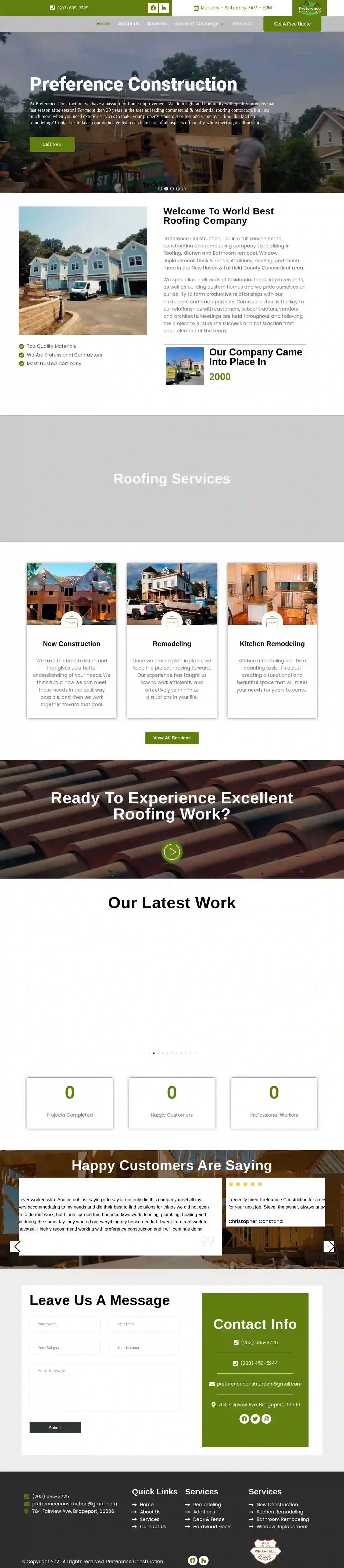 Preference Construction, Roofing and Home Improvement