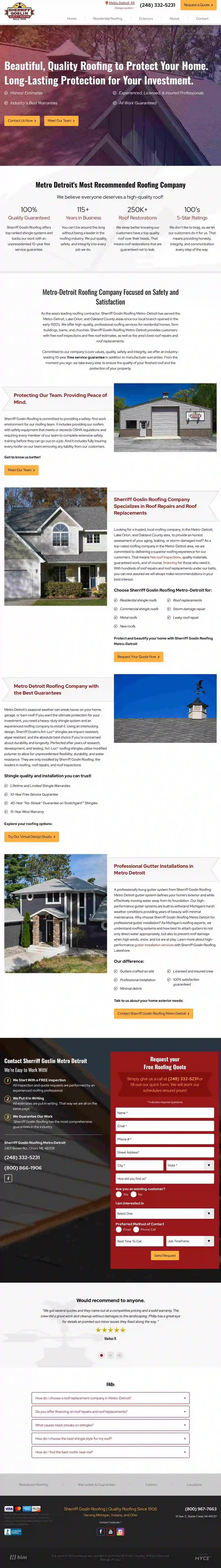 Sherriff Goslin Roofing Metro Detroit