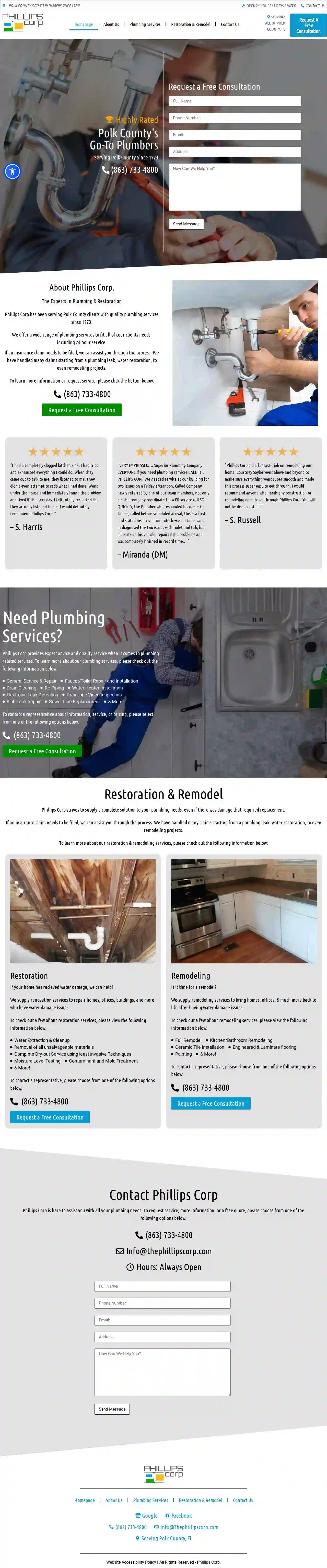 The Phillips Corp Plumbing, Restoration & Remodeling